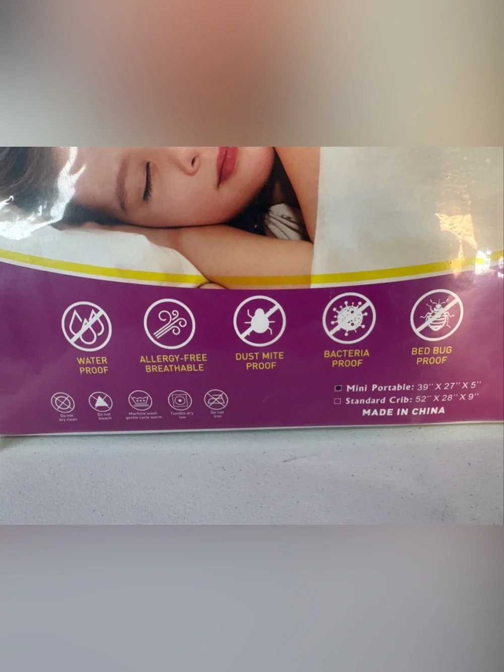 Pure Protector Crib Mattress Protector - Mini Portable Size 39”x27”x5”